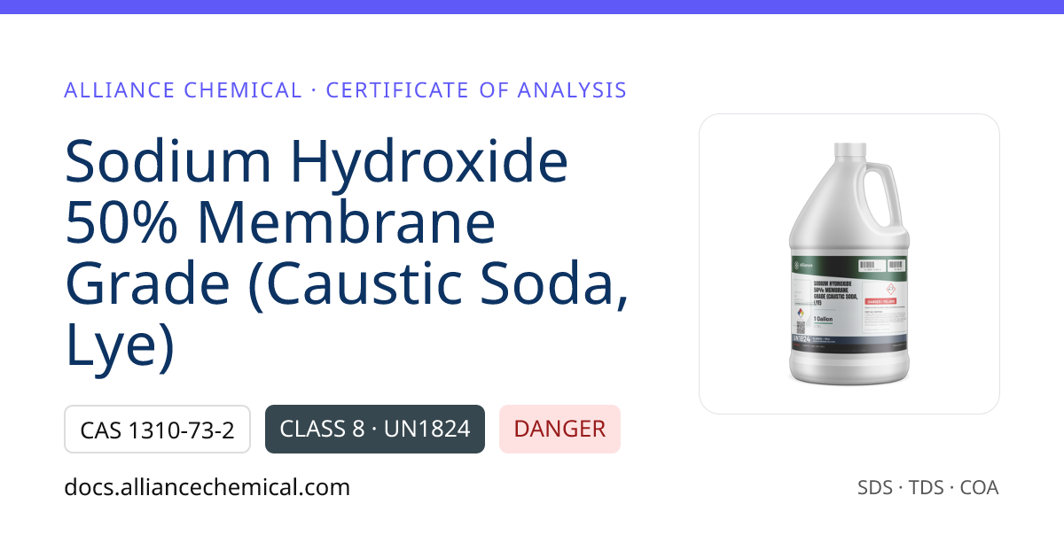 Sodium Hydroxide 50% Membrane Grade (Caustic Soda, Lye) — Sample ...