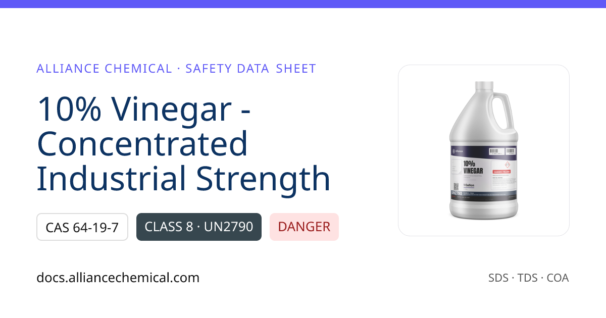 10% Vinegar - Concentrated Industrial Strength — Safety Data Sheet ...