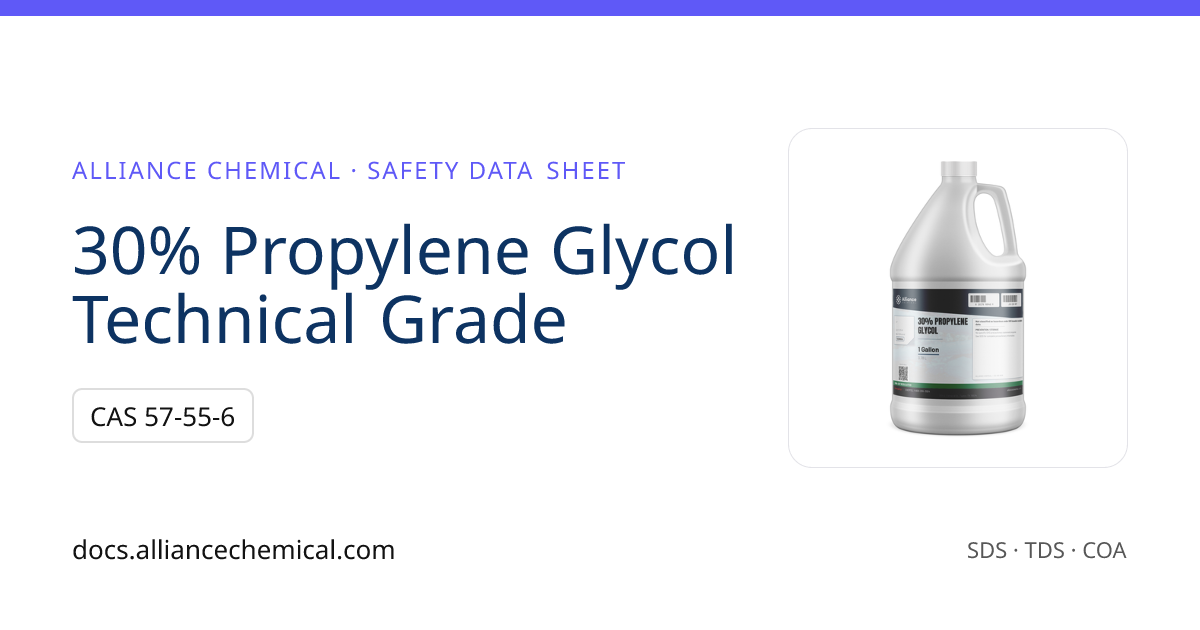 30% Propylene Glycol Technical Grade — Safety Data Sheet | Alliance ...