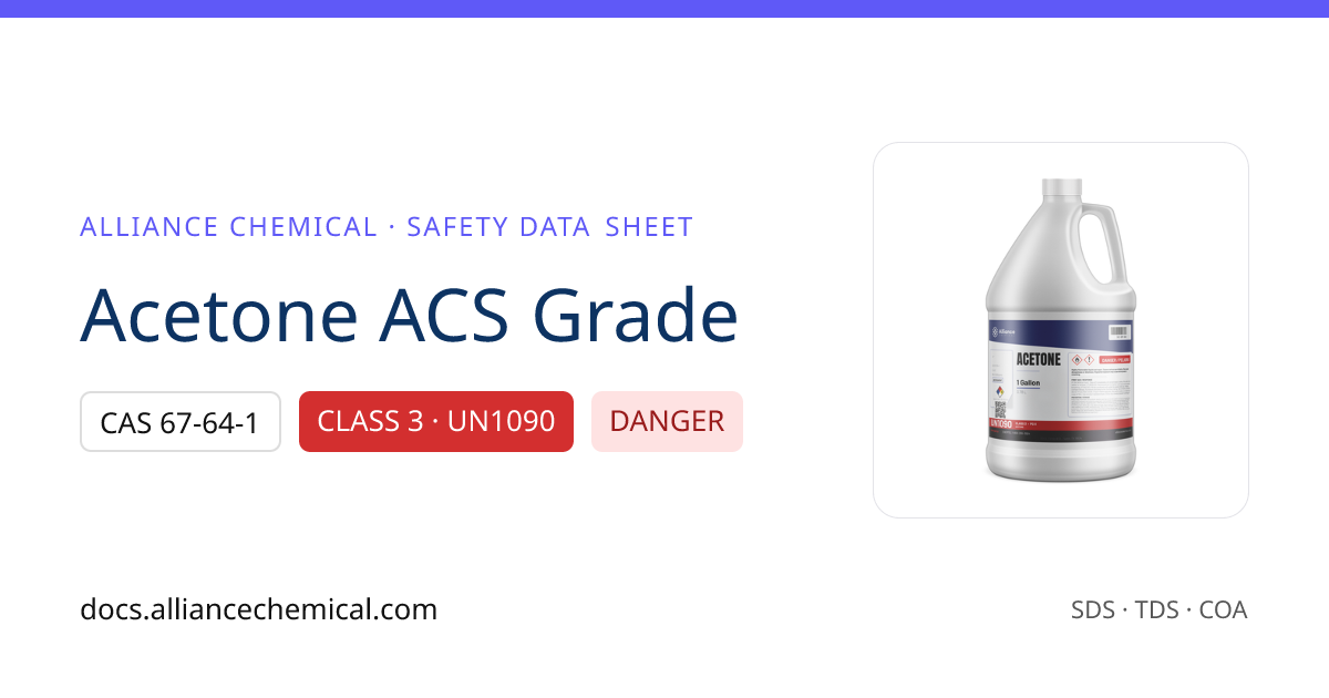 Acetone ACS Grade — Safety Data Sheet | Alliance Chemical