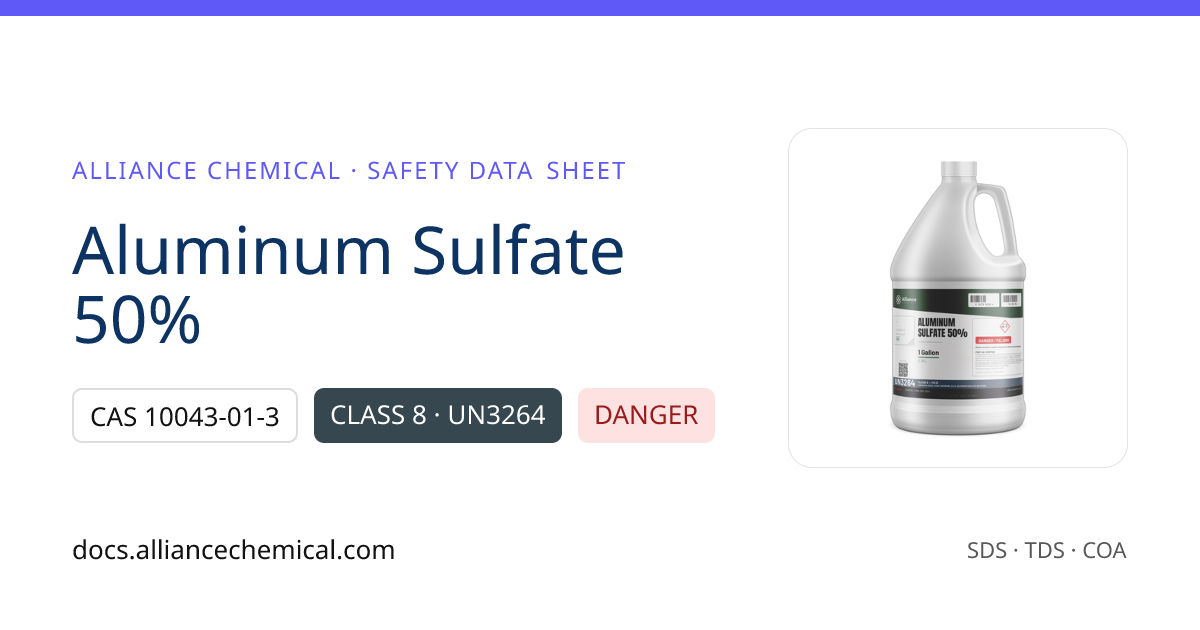 Aluminum Sulfate 50% — Safety Data Sheet | Alliance Chemical