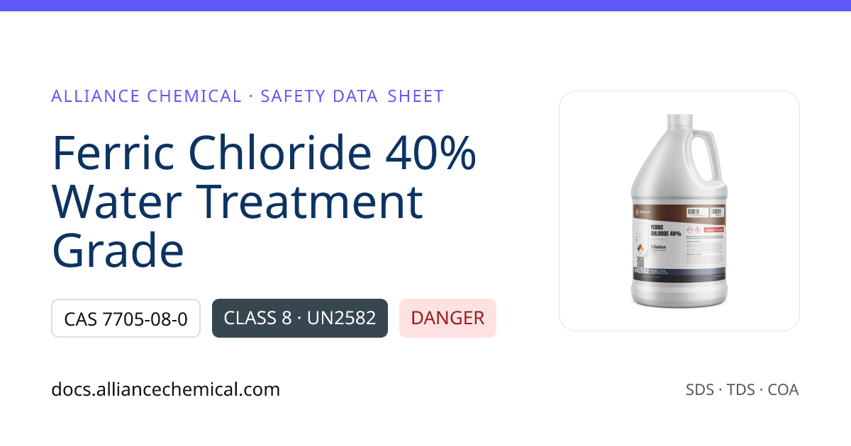 Ferric Chloride 40% — Safety Data Sheet | Alliance Chemical