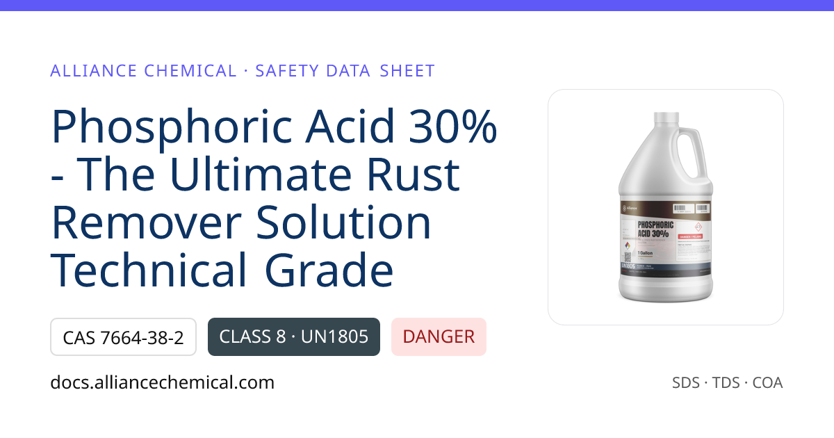 Phosphoric Acid 30% - The Ultimate Rust Remover Solution — Safety Data ...