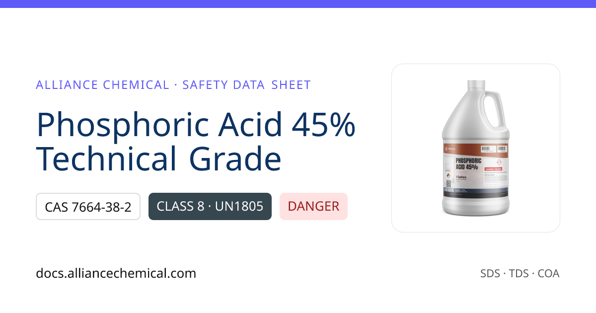Phosphoric Acid 45% Technical Grade — Safety Data Sheet | Alliance Chemical