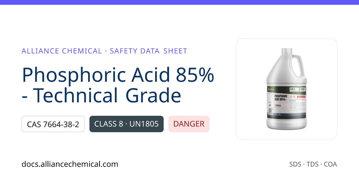 Phosphoric Acid 85% - Technical Grade — Safety Data Sheet | Alliance ...