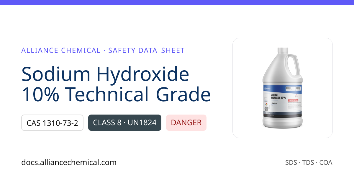 Sodium Hydroxide 10% Technical Grade — Safety Data Sheet | Alliance ...