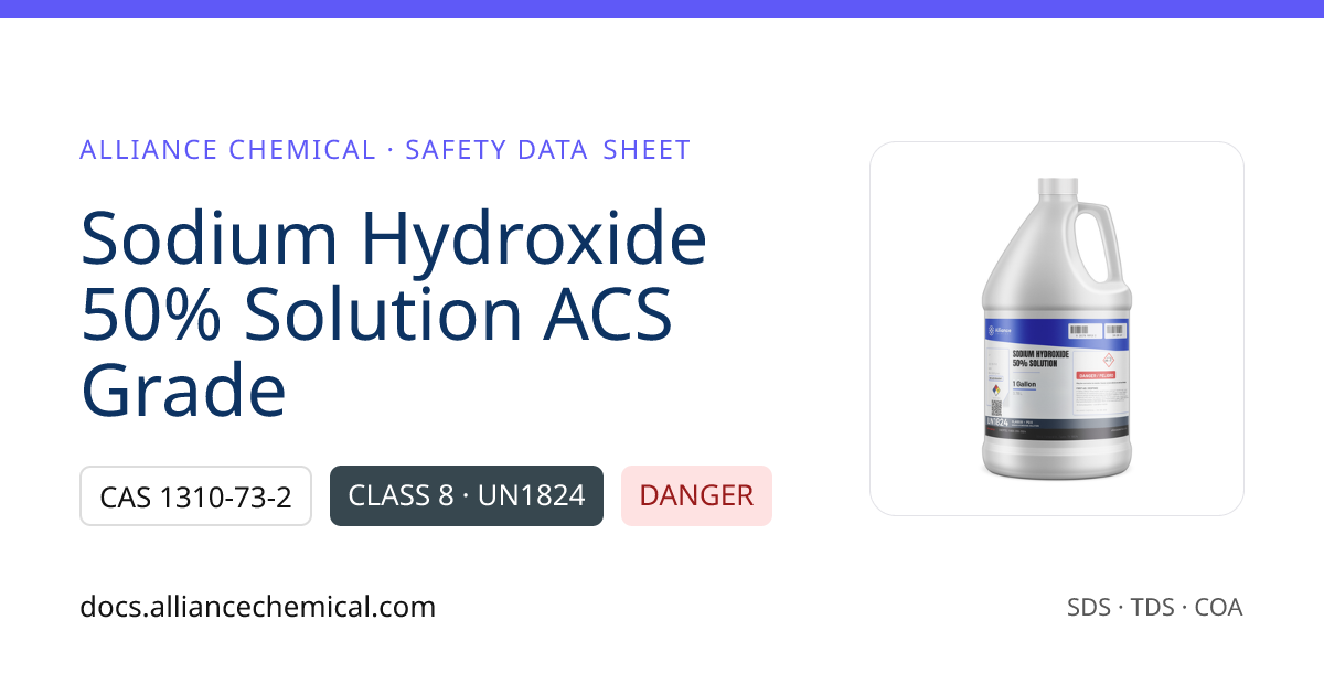 Sodium Hydroxide 50% Solution ACS Grade — Safety Data Sheet | Alliance ...