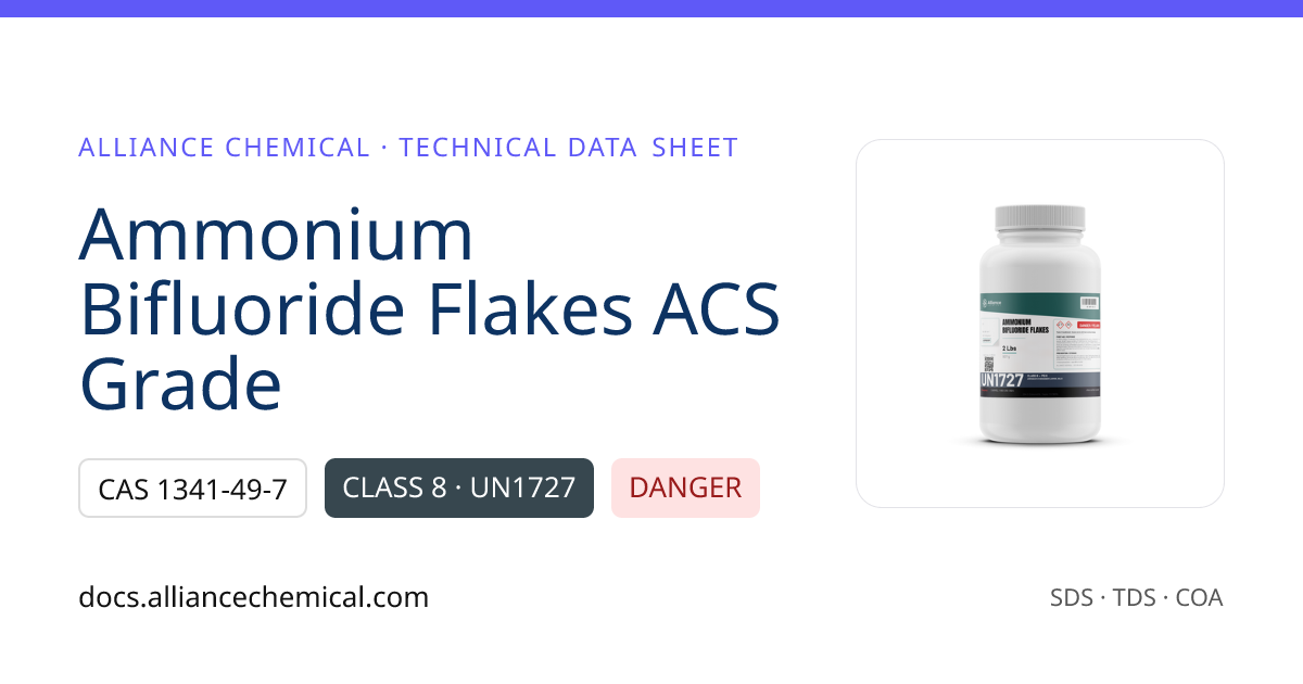 Ammonium Bifluoride Flakes ACS Grade — Technical Data Sheet | Alliance ...