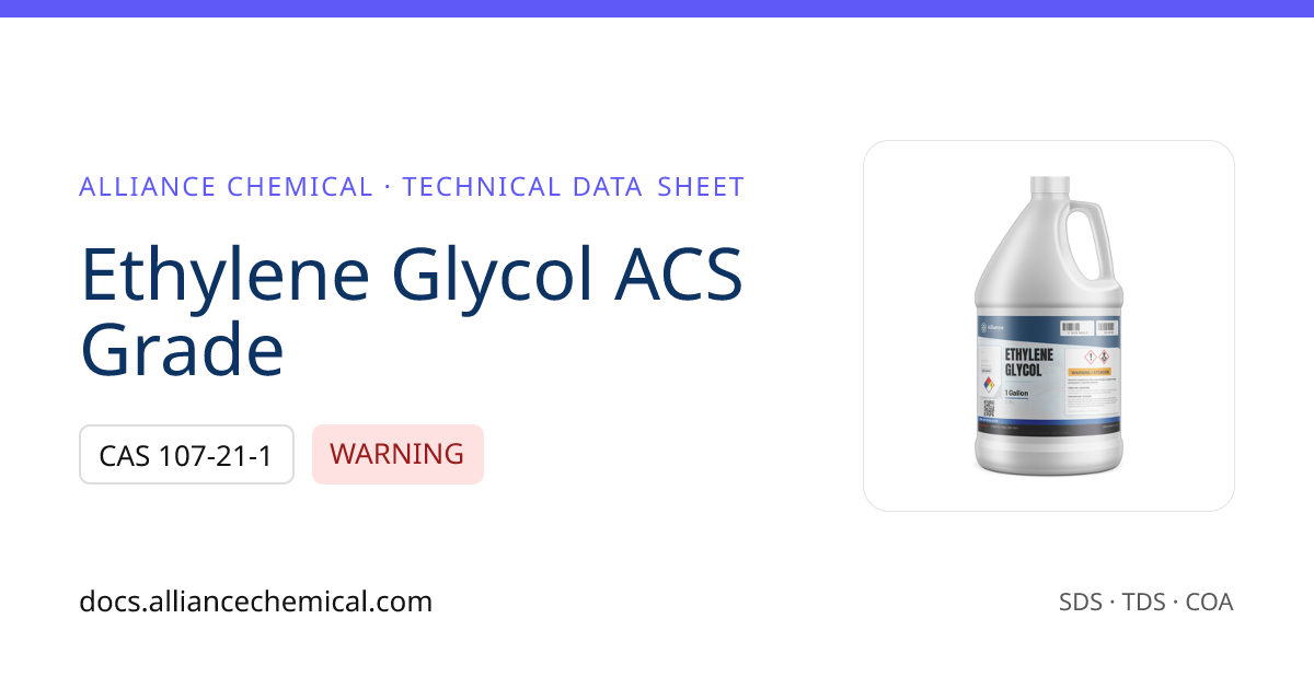 Ethylene Glycol ACS Grade — Technical Data Sheet | Alliance Chemical