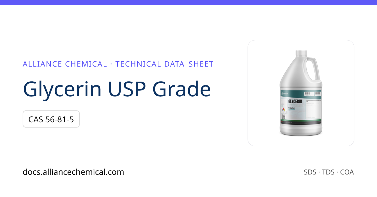 Glycerin USP Grade — Technical Data Sheet | Alliance Chemical