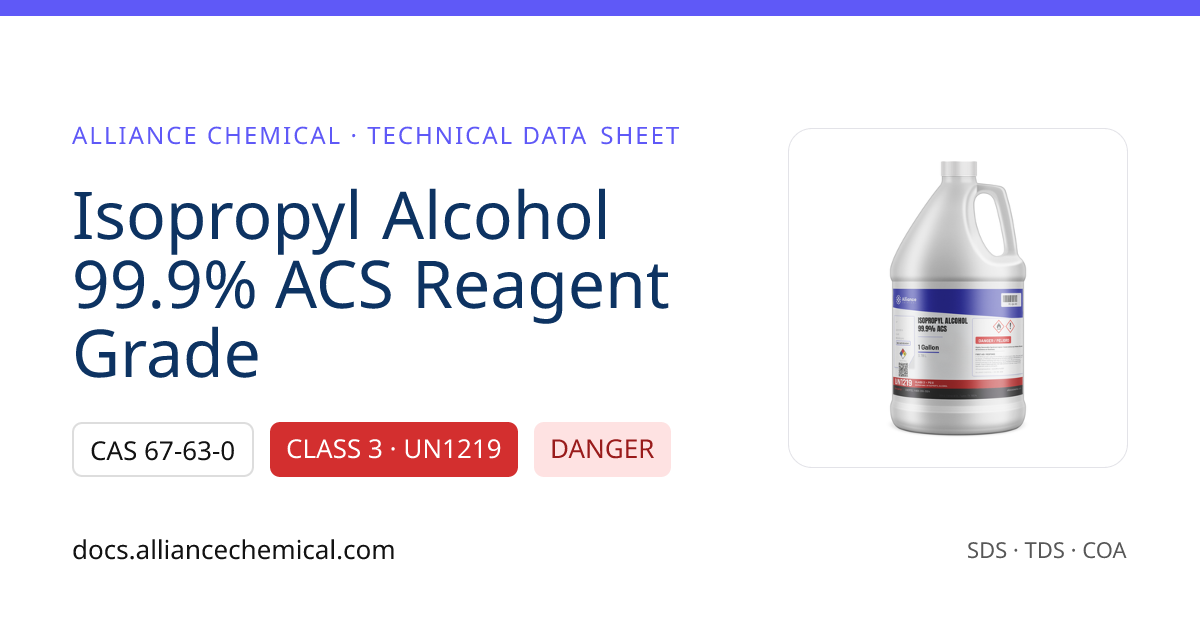 Isopropyl Alcohol 99.9% ACS Reagent Grade — Technical Data Sheet ...
