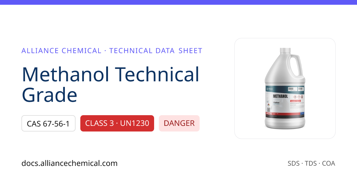 Methanol Technical Grade — Technical Data Sheet | Alliance Chemical