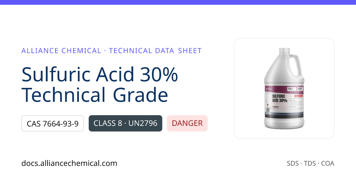 Sulfuric Acid 30% — Technical Data Sheet | Alliance Chemical