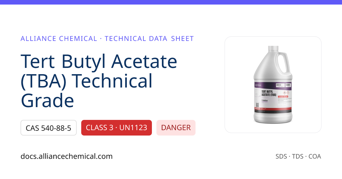 Tert Butyl Acetate (TBA) — Technical Data Sheet | Alliance Chemical